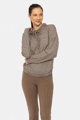 Brushed Cowl Neck Lounge Pullover Dark olive