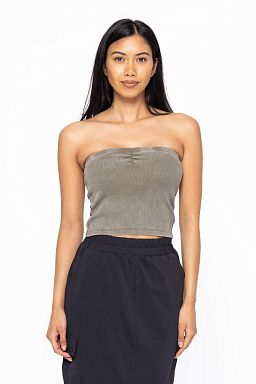 ChicLine Ribbed Tube Top Ivy green