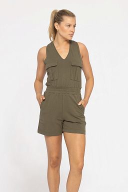 COTTON BLEND CROSS-BACK CARGO Ivy green