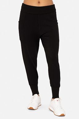 Drop Crotch Foldover Jogger Black