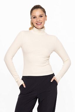 MICRO RIBBED LONG SLEEVE TURTLENECK Natural