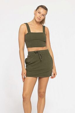 Mineral Wash Cotton Crop Top Ivy green