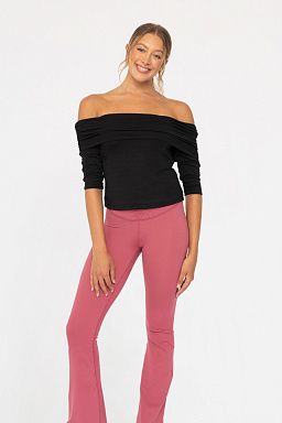 Off the Shoulder Ruched Top Black