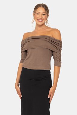 Off the Shoulder Ruched Top Java