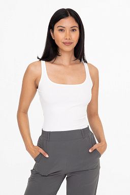 Square Neck Ribbed Tank Top