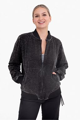 Quilted Mineral-Wash Bomber Jacket